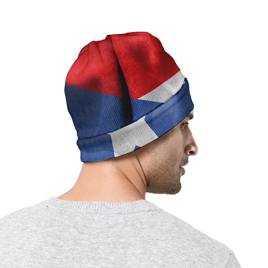 Wrinkled Puerto Rican Flag Print Beanie