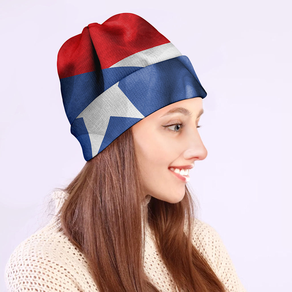 Wrinkled Puerto Rican Flag Print Beanie
