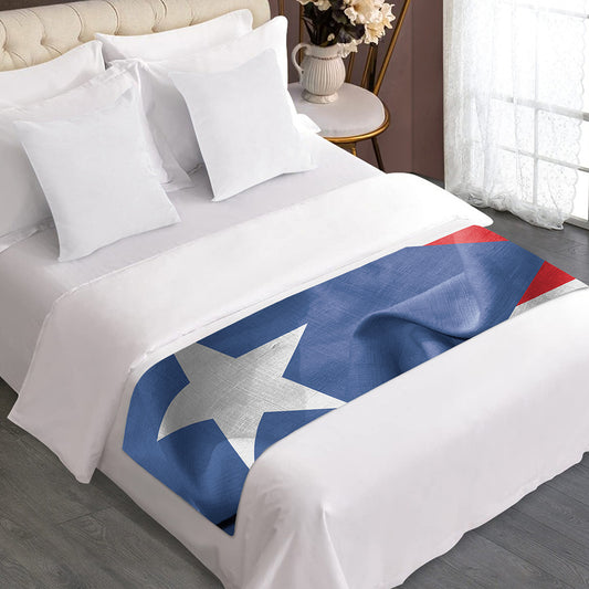 Wrinkled Puerto Rican Flag Print Bed Runner