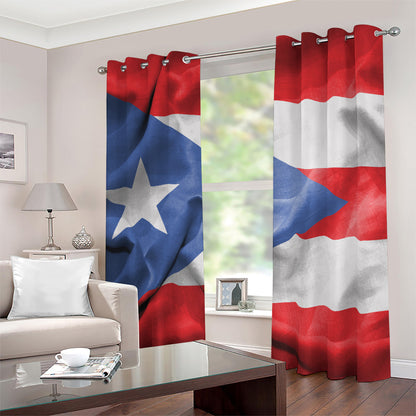 Wrinkled Puerto Rican Flag Print Blackout Grommet Curtains