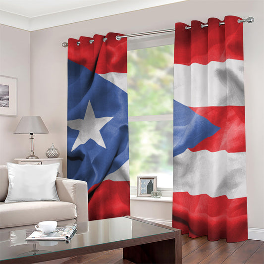 Wrinkled Puerto Rican Flag Print Blackout Grommet Curtains