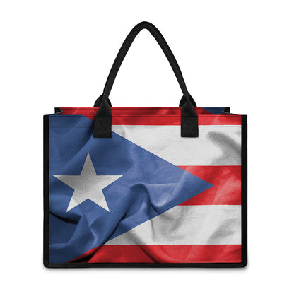 Wrinkled Puerto Rican Flag Print Canvas Tote Bag