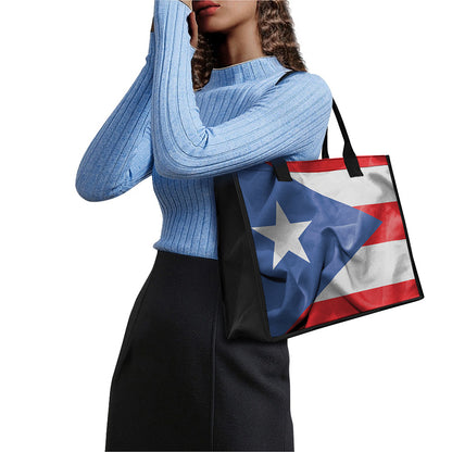 Wrinkled Puerto Rican Flag Print Canvas Tote Bag