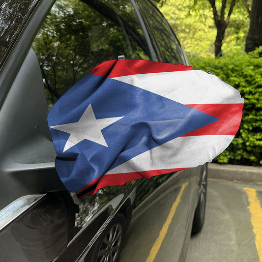 Wrinkled Puerto Rican Flag Print Car Side Mirror Covers