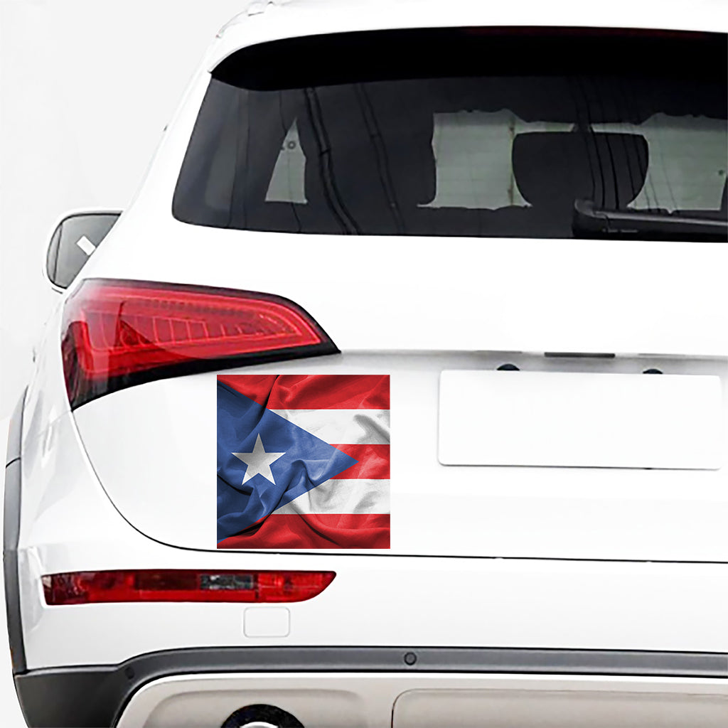 Wrinkled Puerto Rican Flag Print Car Sticker