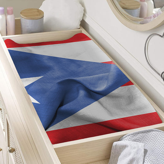 Wrinkled Puerto Rican Flag Print Changing Pad Cover