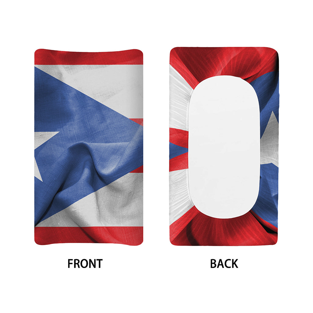 Wrinkled Puerto Rican Flag Print Changing Pad Cover