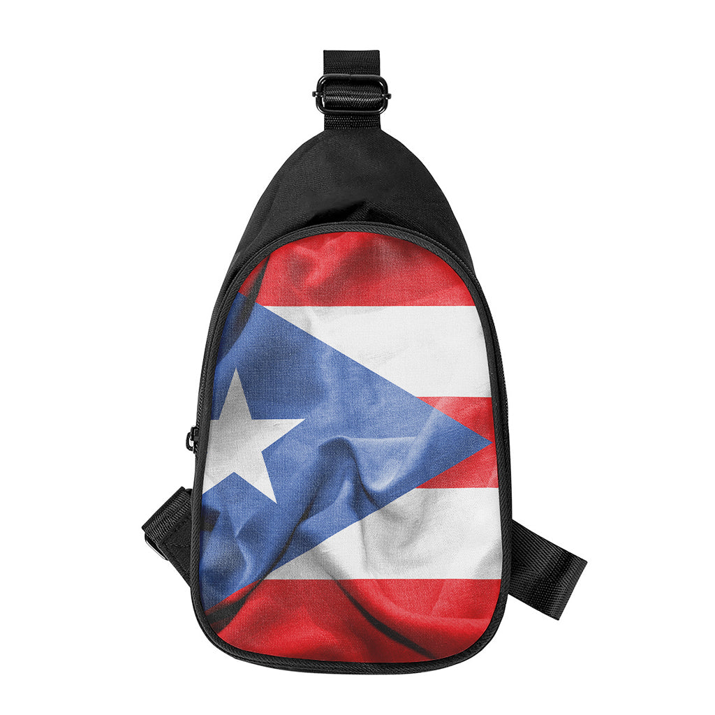 Wrinkled Puerto Rican Flag Print Chest Bag