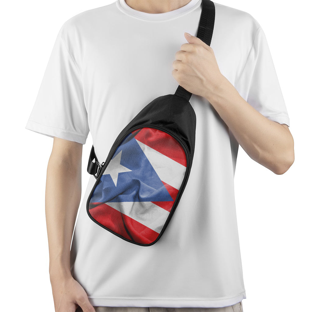 Wrinkled Puerto Rican Flag Print Chest Bag