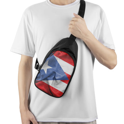 Wrinkled Puerto Rican Flag Print Chest Bag