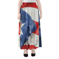 Wrinkled Puerto Rican Flag Print Chiffon Maxi Skirt