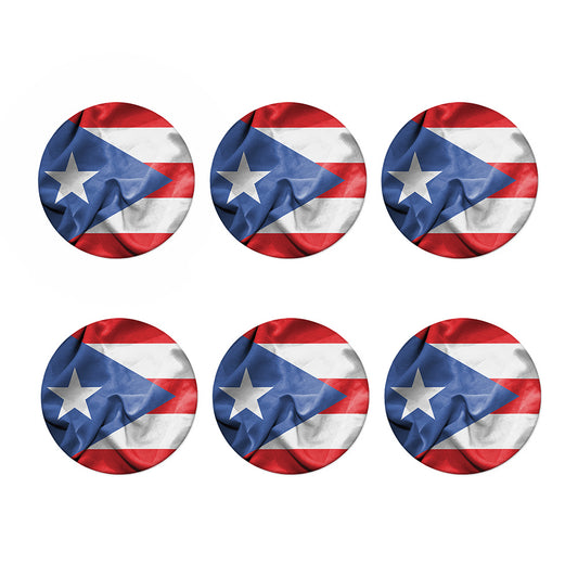Wrinkled Puerto Rican Flag Print Coaster Set