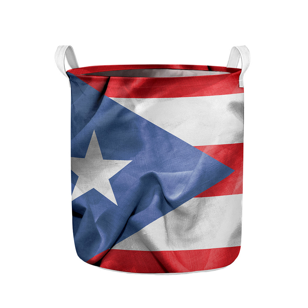 Wrinkled Puerto Rican Flag Print Collapsible Laundry Basket
