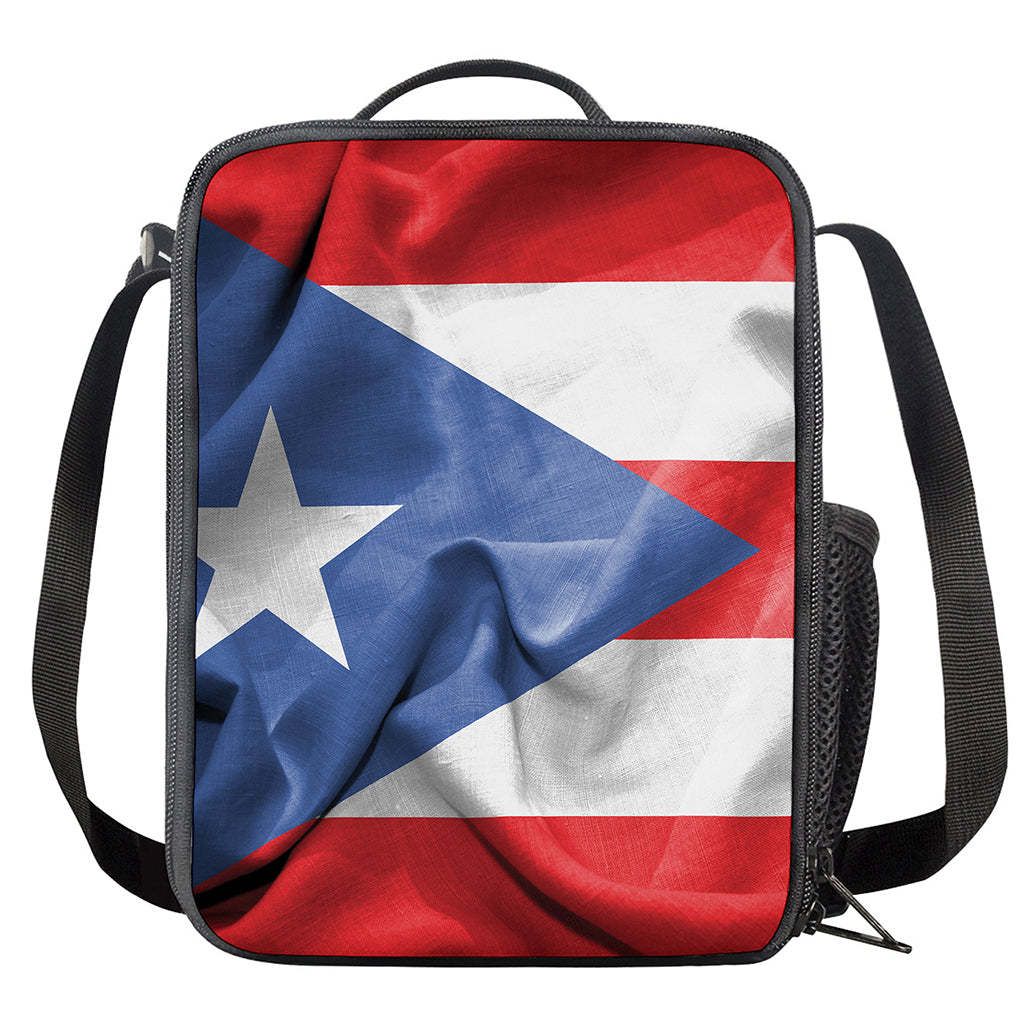 Wrinkled Puerto Rican Flag Print Crossbody Lunch Bag