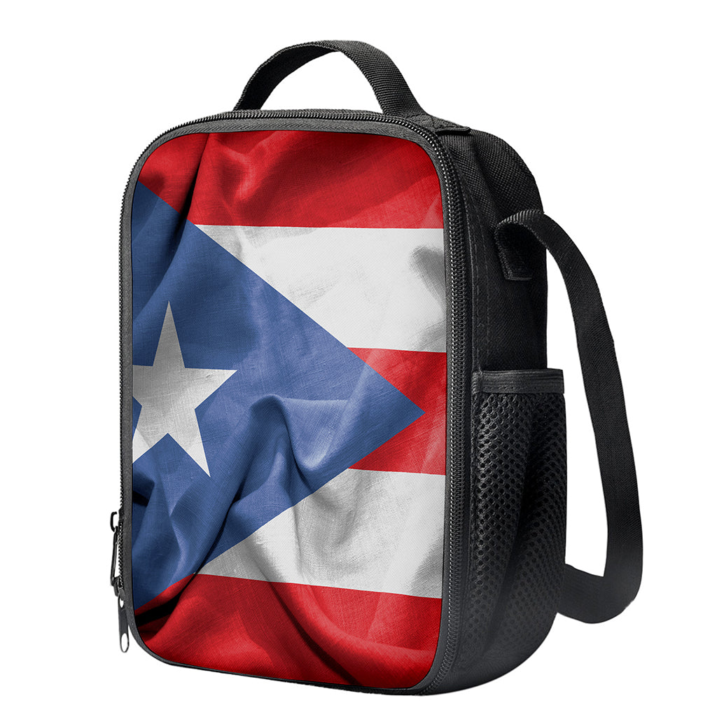 Wrinkled Puerto Rican Flag Print Crossbody Lunch Bag