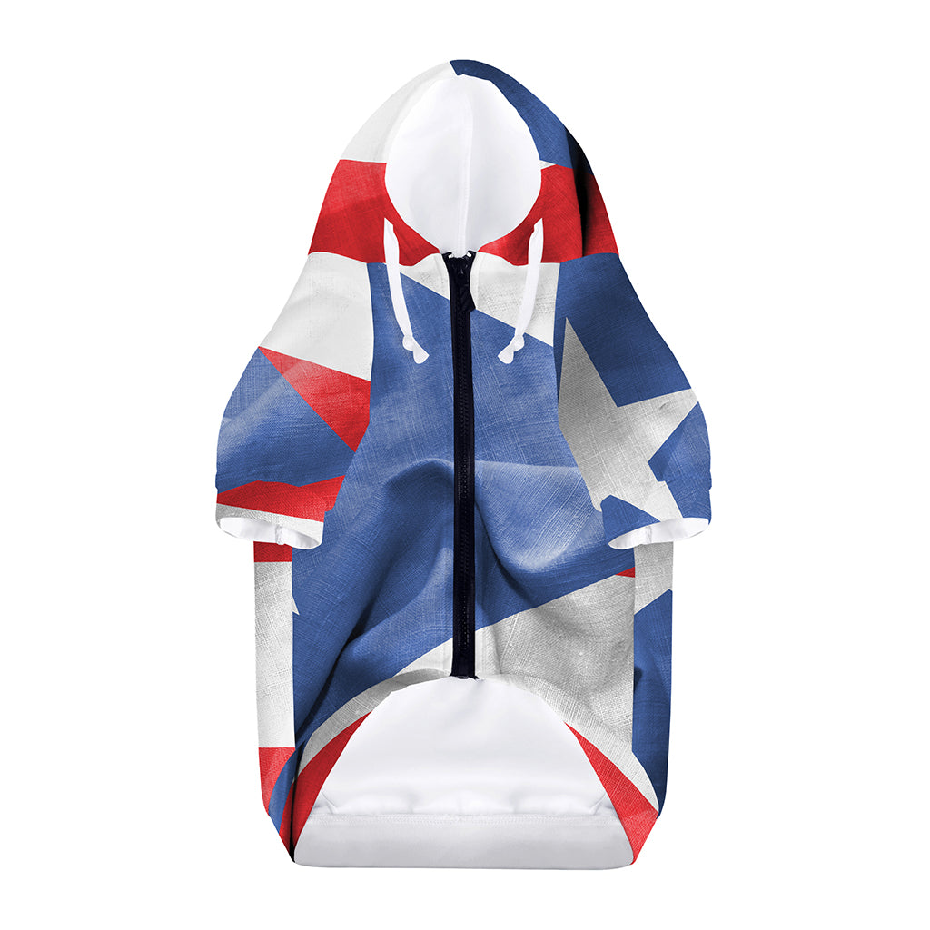 Wrinkled Puerto Rican Flag Print Dog Zip Up Hoodie