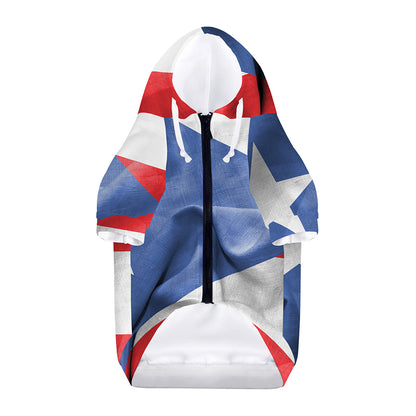 Wrinkled Puerto Rican Flag Print Dog Zip Up Hoodie