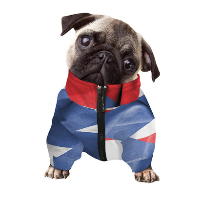 Wrinkled Puerto Rican Flag Print Dog Zip Up Jacket