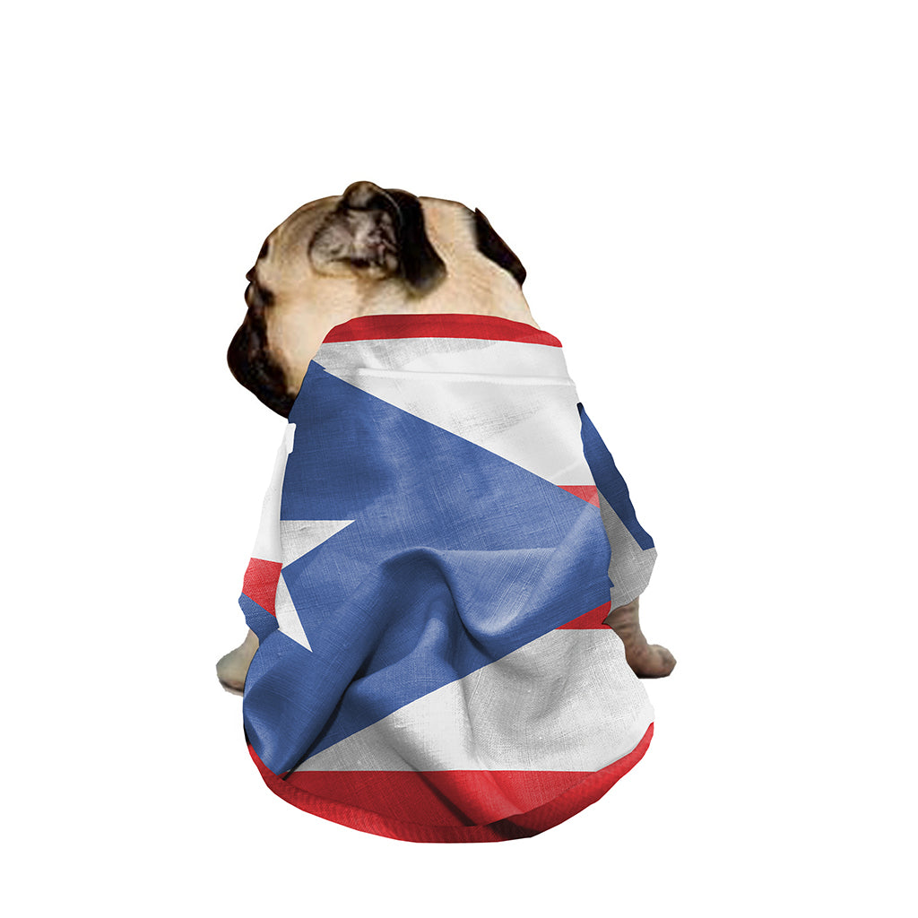 Wrinkled Puerto Rican Flag Print Dog Zip Up Jacket