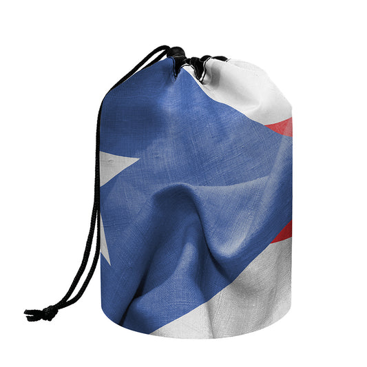 Wrinkled Puerto Rican Flag Print Drawstring Makeup Bag