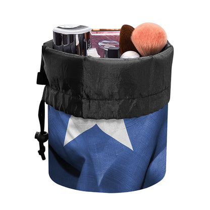 Wrinkled Puerto Rican Flag Print Drawstring Makeup Bag