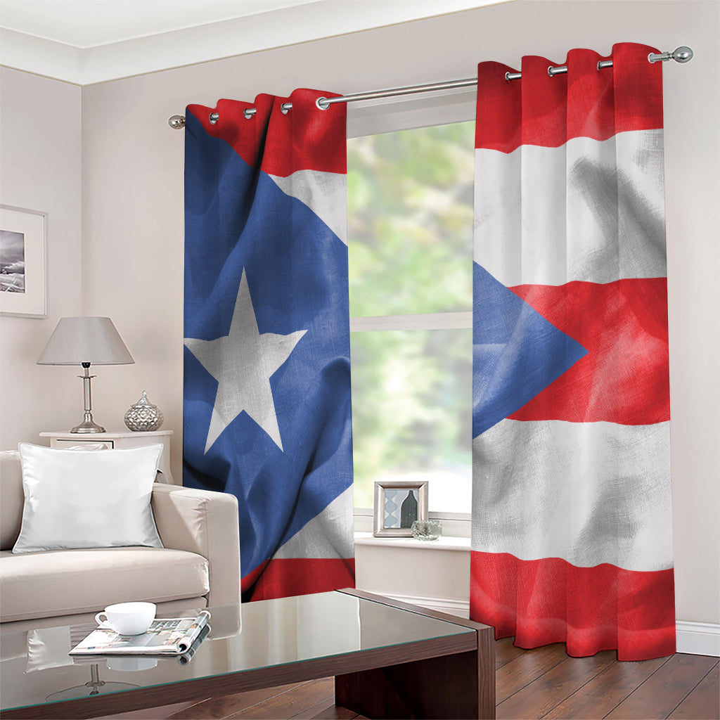 Wrinkled Puerto Rican Flag Print Extra Wide Grommet Curtains