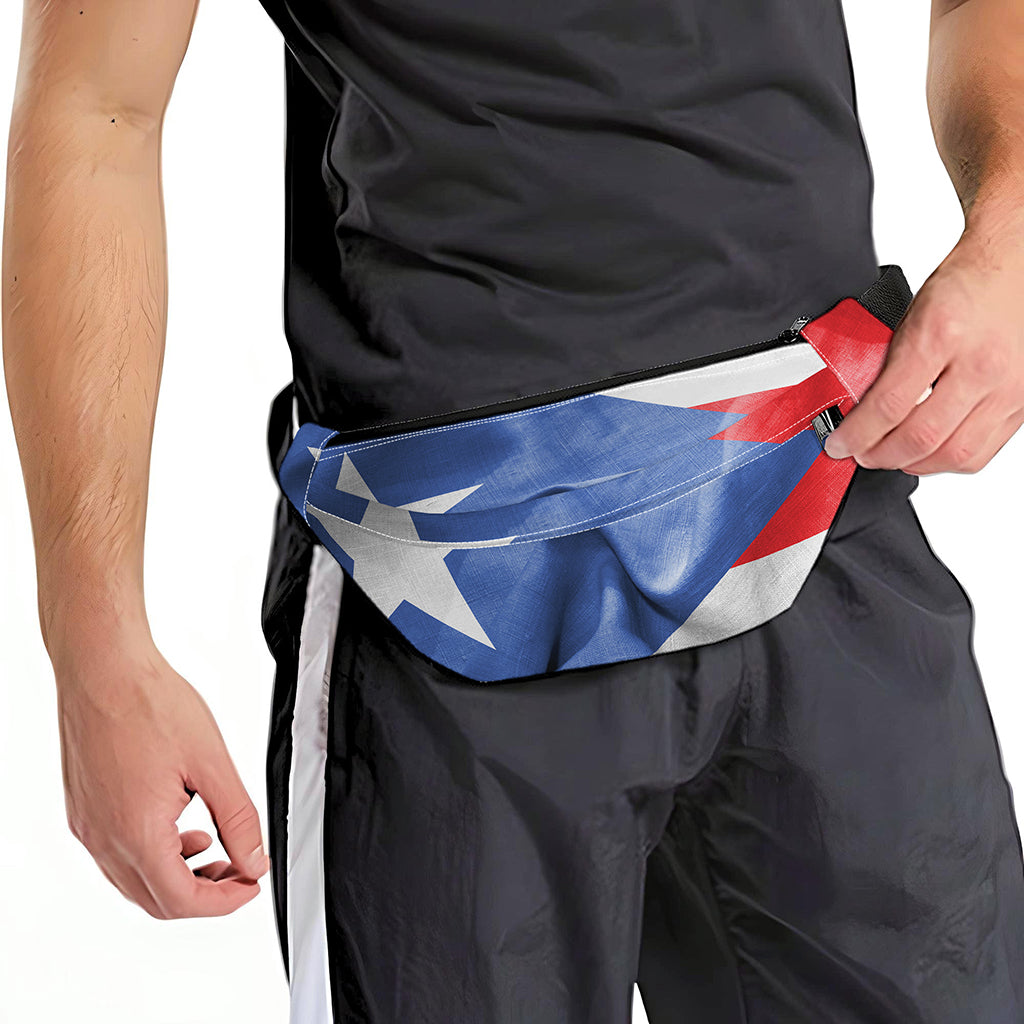 Wrinkled Puerto Rican Flag Print Fanny Pack