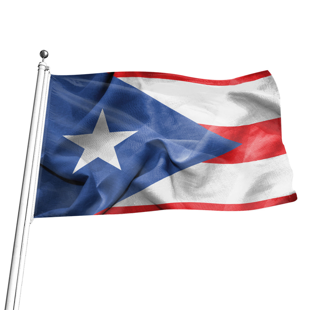 Wrinkled Puerto Rican Flag Print Flag