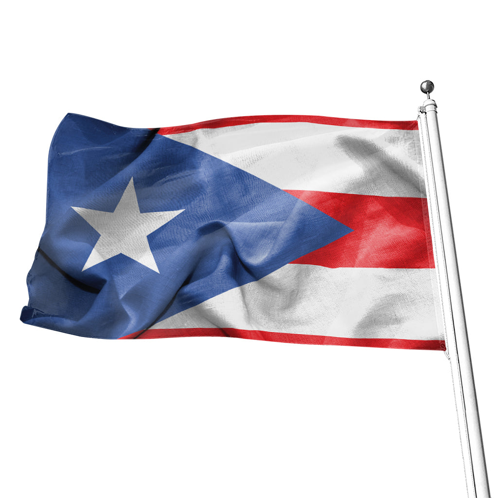 Wrinkled Puerto Rican Flag Print Flag