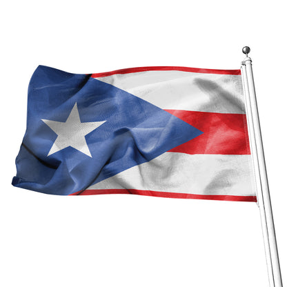 Wrinkled Puerto Rican Flag Print Flag