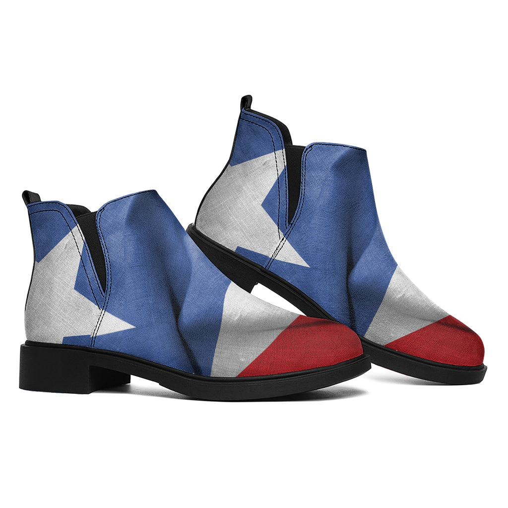 Wrinkled Puerto Rican Flag Print Flat Ankle Boots