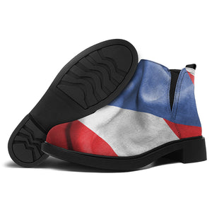 Wrinkled Puerto Rican Flag Print Flat Ankle Boots