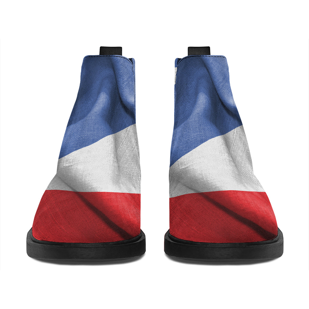 Wrinkled Puerto Rican Flag Print Flat Ankle Boots