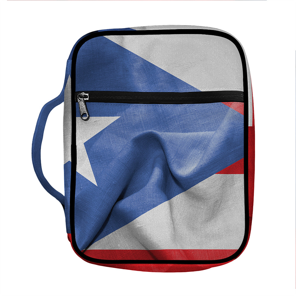 Wrinkled Puerto Rican Flag Print Front Pocket Bible Bag