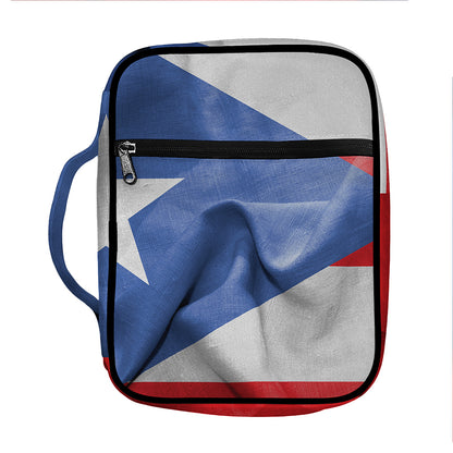 Wrinkled Puerto Rican Flag Print Front Pocket Bible Bag