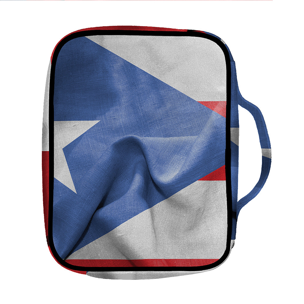 Wrinkled Puerto Rican Flag Print Front Pocket Bible Bag