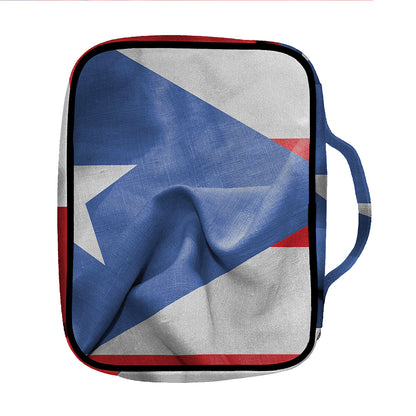 Wrinkled Puerto Rican Flag Print Front Pocket Bible Bag