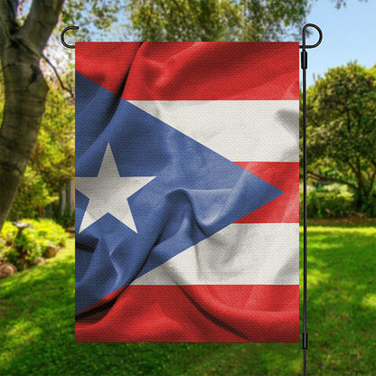 Wrinkled Puerto Rican Flag Print Garden Flag