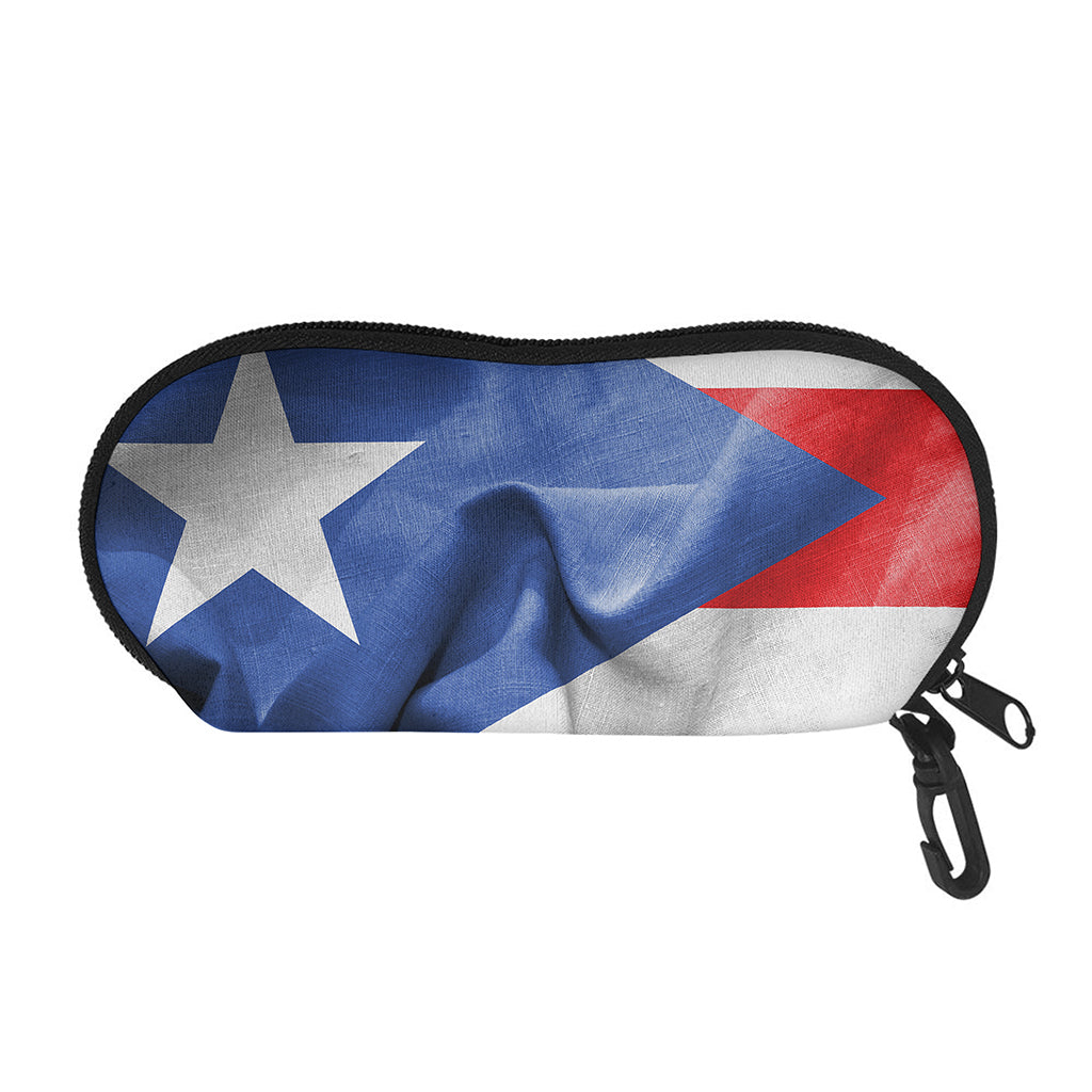 Wrinkled Puerto Rican Flag Print Glasses Case