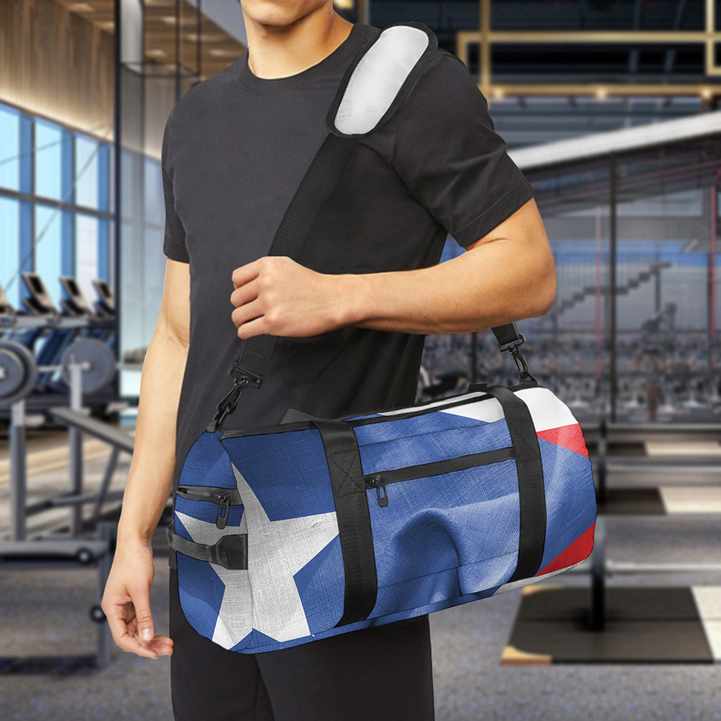 Wrinkled Puerto Rican Flag Print Gym Bag