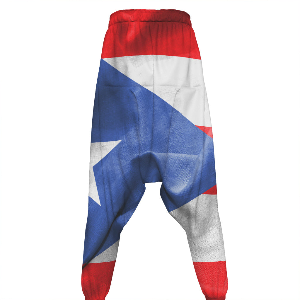 Wrinkled Puerto Rican Flag Print Hammer Pants