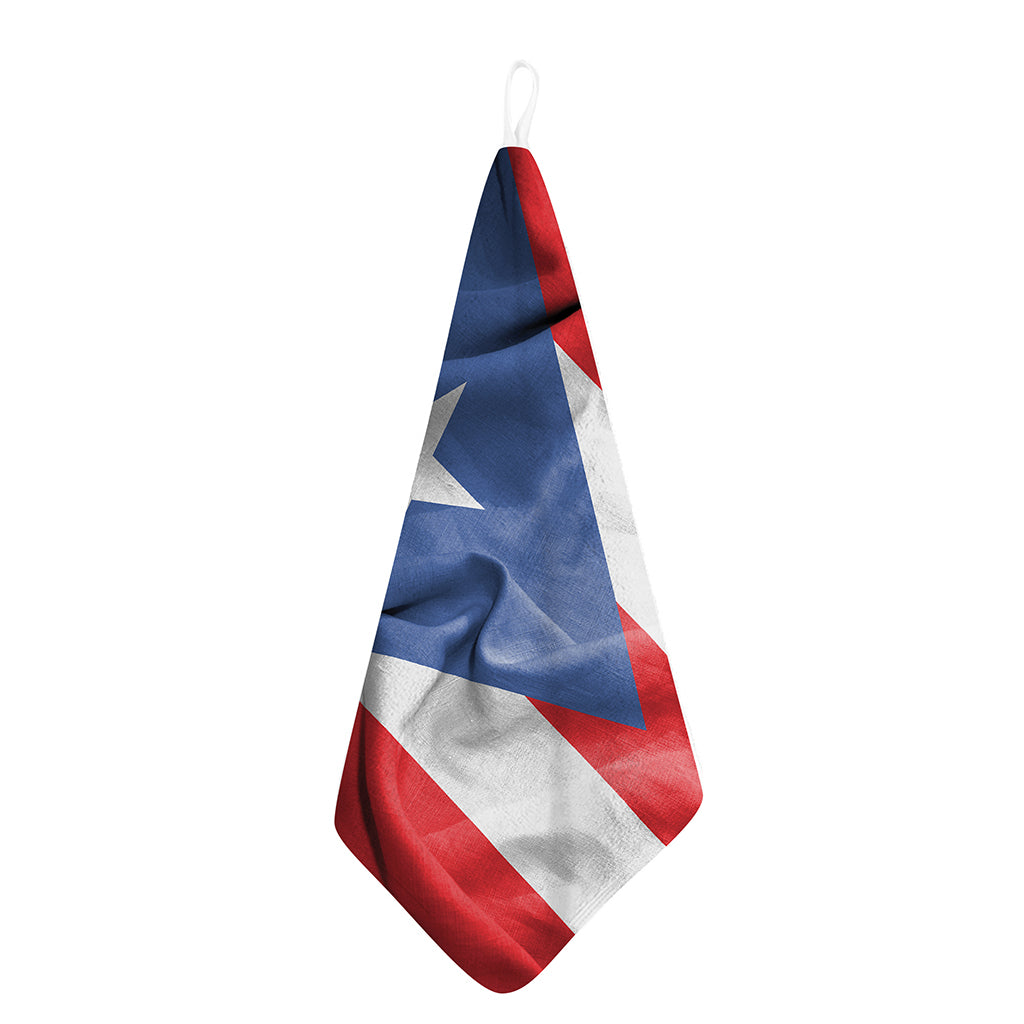 Wrinkled Puerto Rican Flag Print Hand Towel