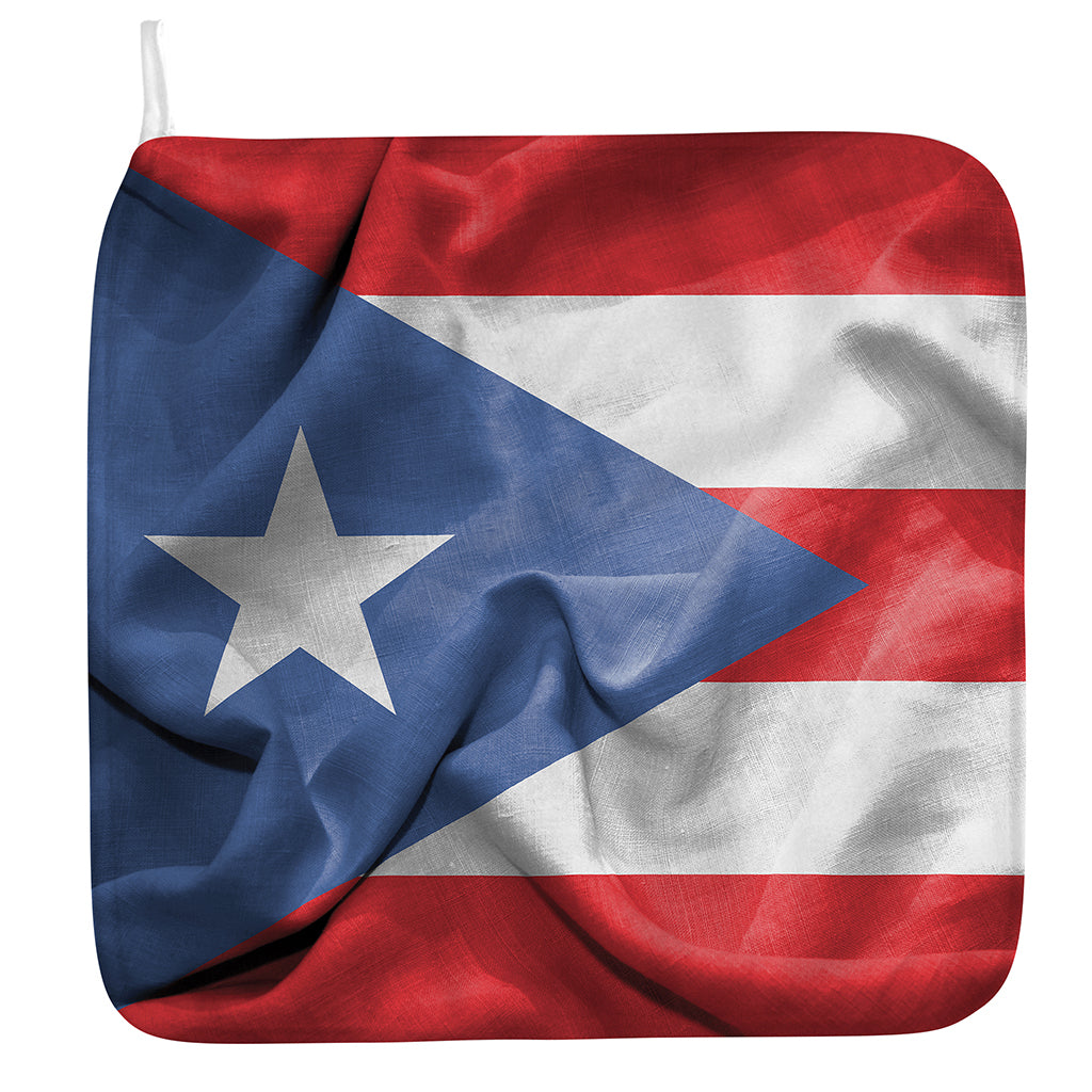 Wrinkled Puerto Rican Flag Print Hand Towel