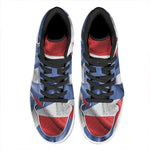 Wrinkled Puerto Rican Flag Print High Top Leather Sneakers