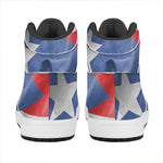Wrinkled Puerto Rican Flag Print High Top Leather Sneakers