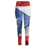 Wrinkled Puerto Rican Flag Print High-Waisted Pocket Leggings