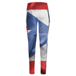 Wrinkled Puerto Rican Flag Print High-Waisted Pocket Leggings