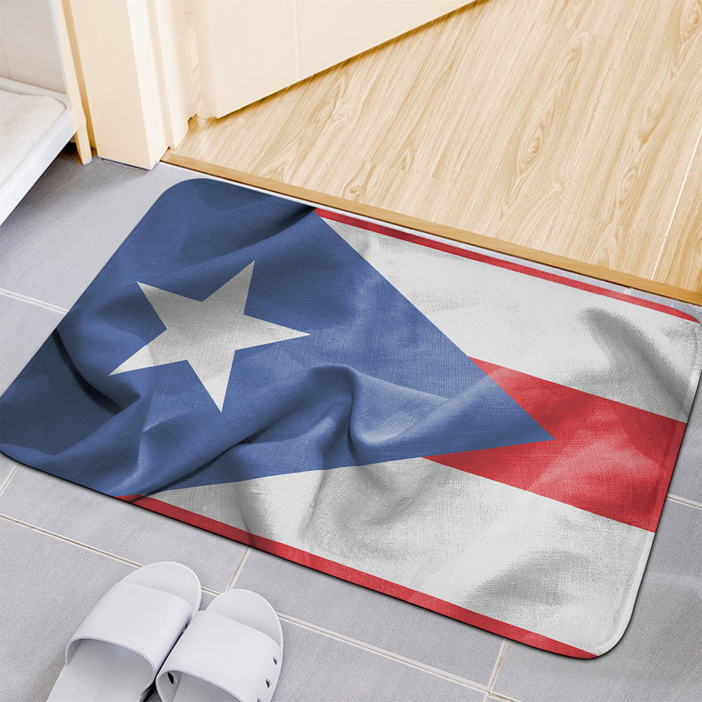 Wrinkled Puerto Rican Flag Print Indoor Door Mat