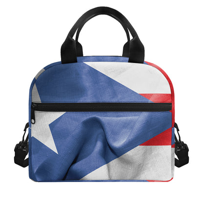 Wrinkled Puerto Rican Flag Print Insulated Lunch Bag