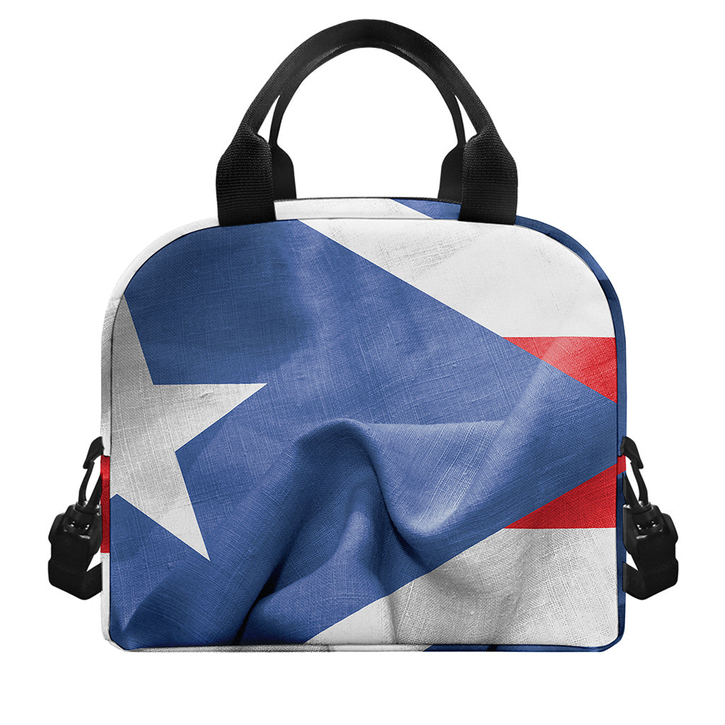 Wrinkled Puerto Rican Flag Print Insulated Lunch Bag
